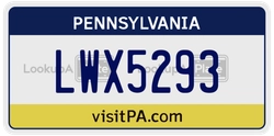 LWX5293  license plate in PA