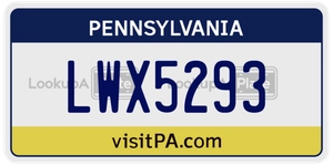 LWX5293 license plate in Pennsylvania