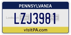 LZJ3981  license plate in PA