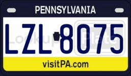 LZL8075 license plate in Pennsylvania