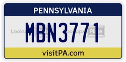 MBN3771  license plate in PA