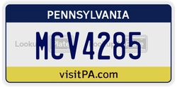 MCV4285  license plate in PA