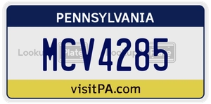 MCV4285 license plate in Pennsylvania