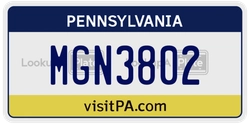 MGN3802  license plate in PA