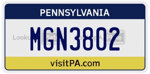 MGN3802 license plate in Pennsylvania