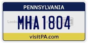 MHA1804 license plate in Pennsylvania
