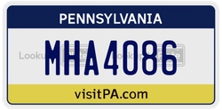 MHA4086  license plate in PA