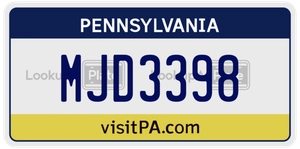 MJD3398 license plate in Pennsylvania