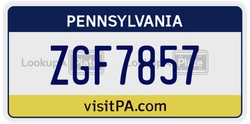ZGF7857  license plate in PA