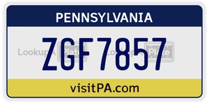 ZGF7857 license plate in Pennsylvania