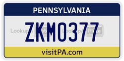 ZKM0377  license plate in PA