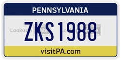 ZKS1988  license plate in PA