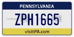ZPH1665  license plate in PA