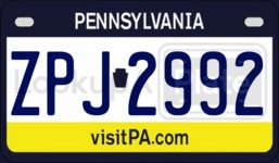 ZPJ2992 license plate in Pennsylvania
