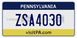 ZSA4030  license plate in PA