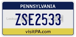 ZSE2533  license plate in PA