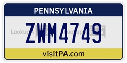 ZWM4749  license plate in PA