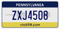 ZXJ4508  license plate in PA