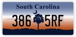 3865RF  license plate in SC