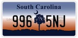 9965NJ  license plate in SC