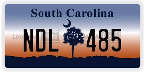 NDL485 license plate in South Carolina