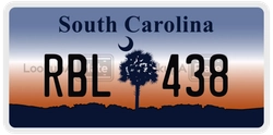 RBL438  license plate in SC
