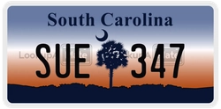 SUE347  license plate in SC