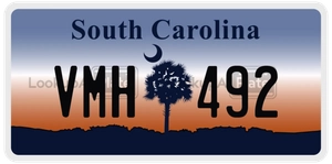 VMH492 license plate in South Carolina