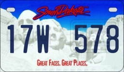 17W578 license plate in South Dakota