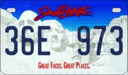 36E973 license plate in South Dakota