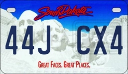 44JCX4 license plate in South Dakota