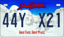 44YX21 license plate in South Dakota