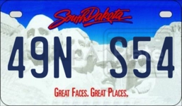 49NS54 license plate in South Dakota