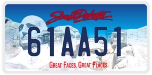 61AA51 license plate in South Dakota