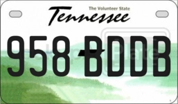 958BDDB license plate in Tennessee