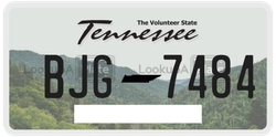 BJG7484  license plate in TN