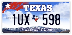 1UX598 license plate in Texas