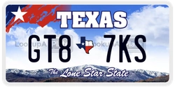 GT87KS  license plate in TX