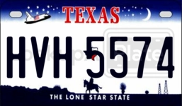 HVH5574 license plate in Texas