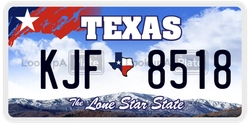 KJF8518  license plate in TX