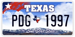 PDG1997  license plate in TX