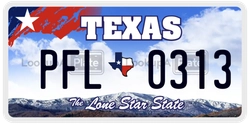 PFL0313  license plate in TX