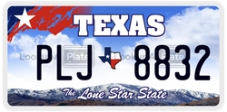 PLJ8832  license plate in TX