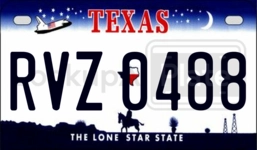 RVZ0488 license plate in Texas
