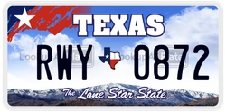 RWY0872  license plate in TX