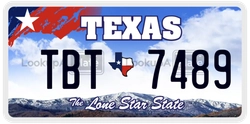 TBT7489  license plate in TX