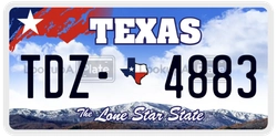 TDZ-4883  license plate in TX