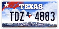 TDZ4883  license plate in TX