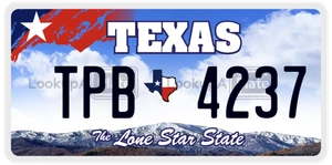 TPB4237 license plate in Texas