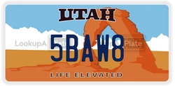 5BAW8  license plate in UT